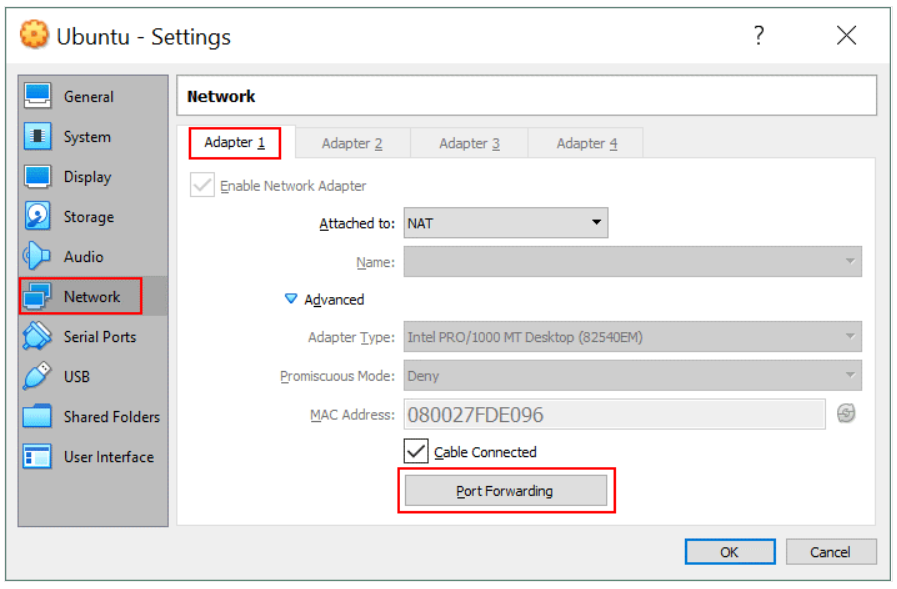 Virtualbox_portforwarding